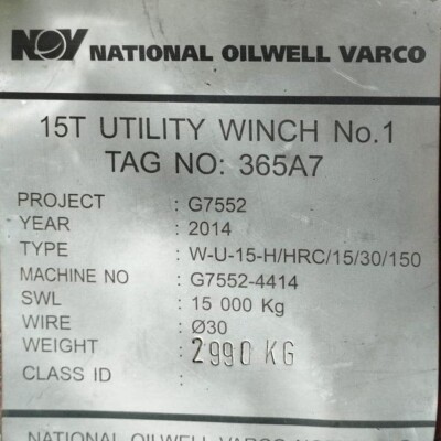 For Sale:NOV Hydraulic Utility & Manrider Winch NOV Hydraulic Utility & Manrider Winch
