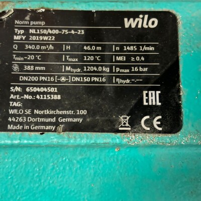 For Sale:WILO norm pump NL150 WILO norm pump NL150