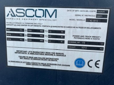ASCOM Boat-handling forklift | Model 2.7 M2 30/12-5