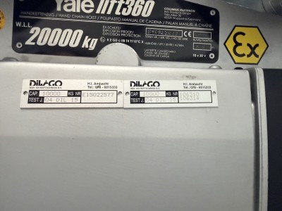 2x yale chainhoist 2x10 ton combined new unused explosion free (EX)-2
