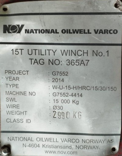 NOV Hydraulic Utility & Manrider Winch