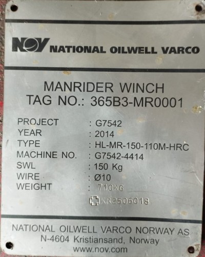 NOV Hydraulic Utility & Manrider Winch