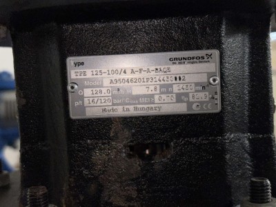 Grundfos TPE 125-100/4 Pump with MGE112MC4 Motor