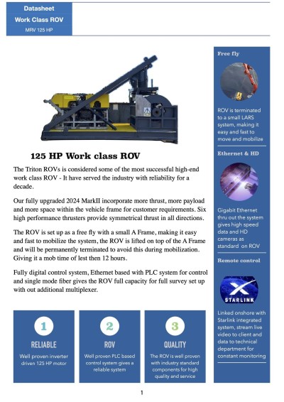 Triton Workclass ROV 125 HP - Fully refurbished & upgraded