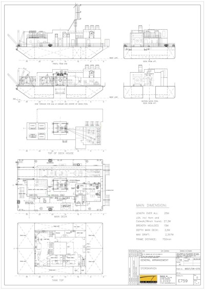 Diving Barge (25m x 15m x 3.5m) w/ moonpool