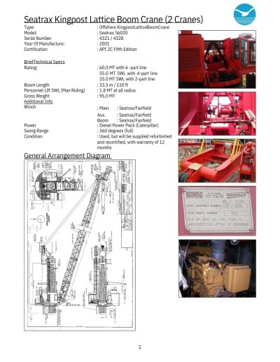 Offshore King Post offshore cranes with 70T capacity
