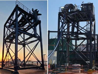 Loading arm tower with 6T tensioner