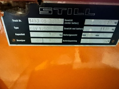 STILL EGV 1250 Electric Pallet Truck