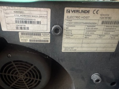 Verlinde Electric Hoist 5 Ton – Wire Rope Hoist with Trolley – Industrial Crane Hoist