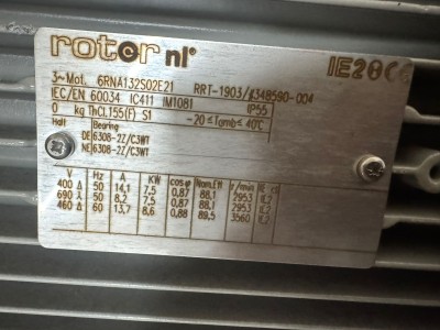 Rotor NL IE2 Electric Motor 7.5kW 3-Phase 400/690V IEC Frame 132S – NEW  Description:  High-quality industrial electric
