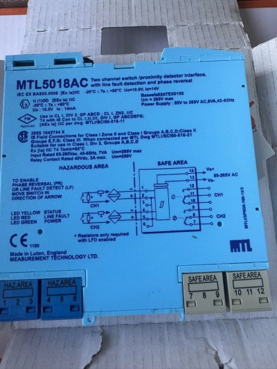 MTL5018AC Two Channel Switch / Proximity Detector Interface – New –