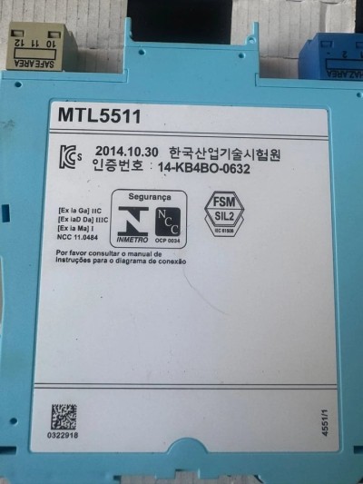 MTL5511 Intrinsic Safety Barrier Isolating Driver Ex ia SIL2 IEC61508