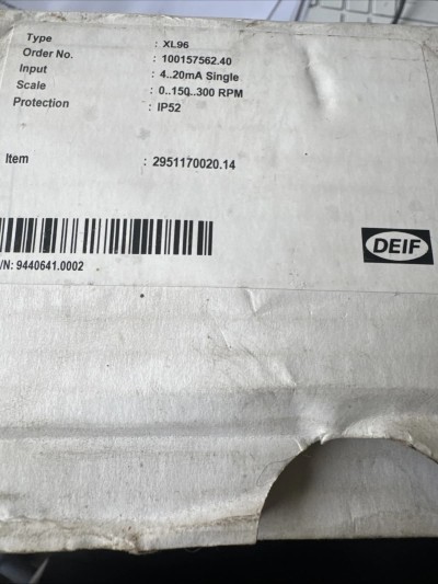 DEIF XL96 0-120 %RPM 4-20mA.