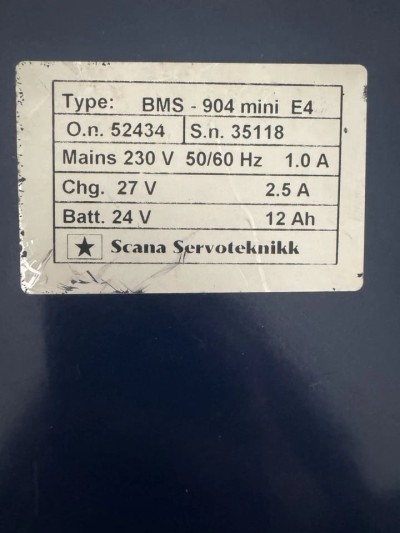 Scana Servoteknikk BMS-904 BTE Fire Alarm Panel 27V