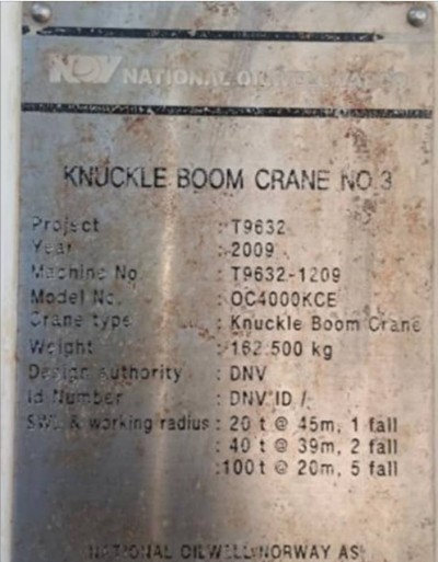 NOV Knuckle Boom Crane OC4000KCE