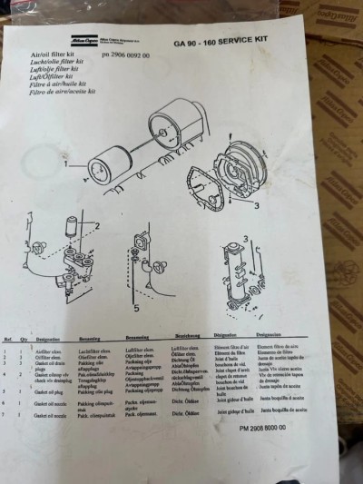 Original Atlas Copco GA90-160 Service Kit 2906009200 Gasket Seal Kit New