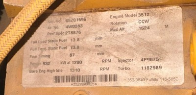 CAT 3512 mounted engine on semitrailer complete with Oilworks Torque Converter