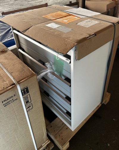 Industrial steel drawer cabinet, 5 drawers, unused
