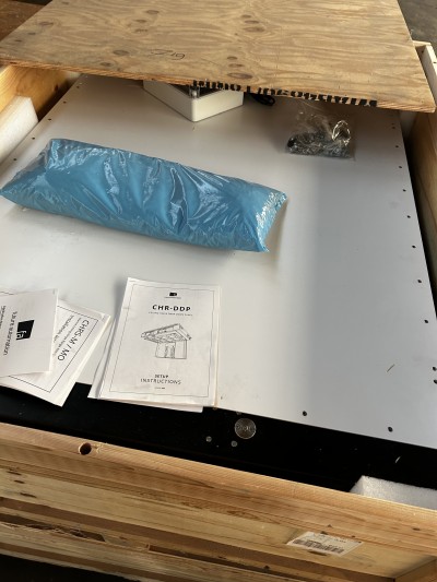 Future Automation motorised marine TV ceiling hinge with swivel (CHRS-M) and drop-down panel, unused in crate