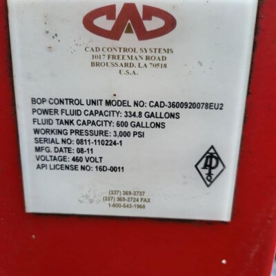 For Sale:CAD BOP ACCUMULATOR UNIT CAD BOP ACCUMULATOR UNIT