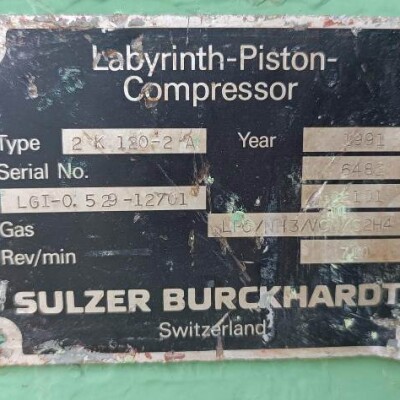 BURCKHARDT COMPRESSOR - 2K 120 2A