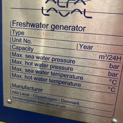Alfa Laval Fresh Water Generator Aqua Blue -C100-HW-FS Never Used-2