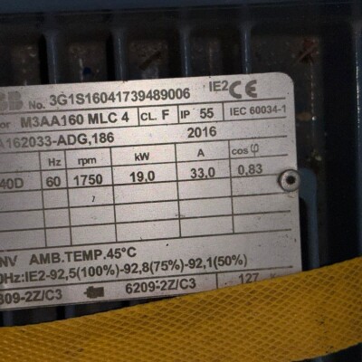 ABB 19 kW Marine Electric Motor – 1750 RPM, 440V, 60Hz, IP55-2