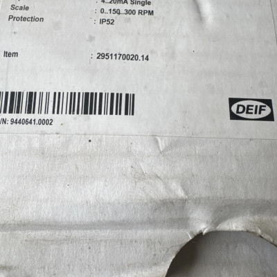 DEIF XL96 0-120 %RPM 4-20mA.-2