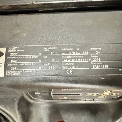 elektropallettruck Crown WT 3040 – te koop