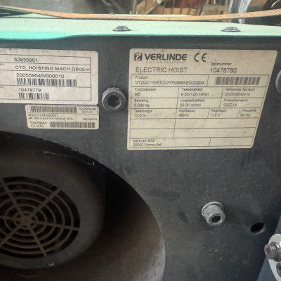 Verlinde Electric Hoist 5 Ton – Wire Rope Hoist with Trolley – Industrial Crane Hoist-3