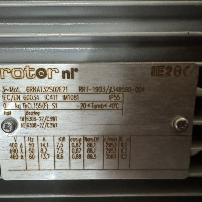 Rotor NL IE2 Electric Motor 7.5kW 3-Phase 400/690V IEC Frame 132S – NEW  Description:  High-quality industrial electric-3
