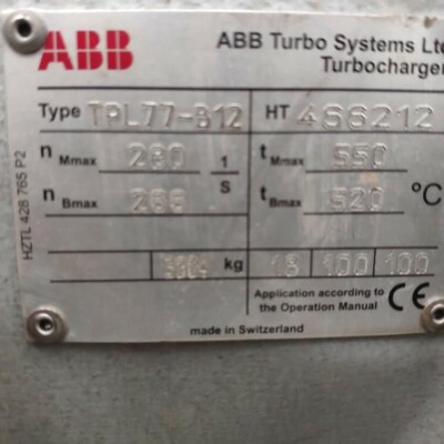 Complete ABB turbocharger TYPE: TPL77-812-4